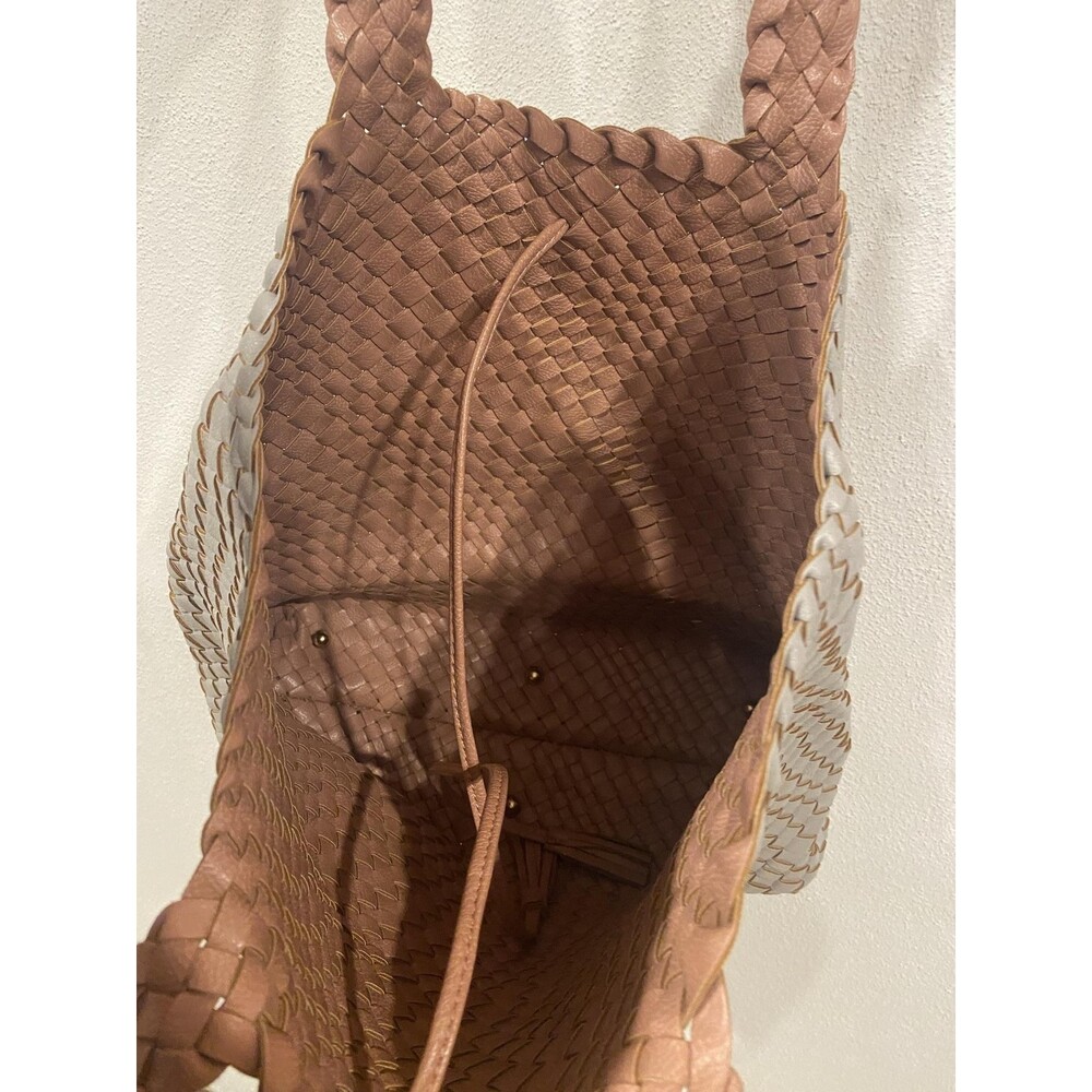 Ilse Jacobsen Hornbaek Reversible Woven Leather Tote Bag Gray Shoulder Purse - Picture 5 of 5